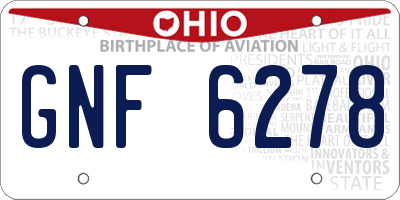 OH license plate GNF6278