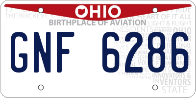 OH license plate GNF6286