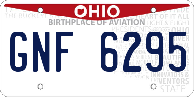 OH license plate GNF6295