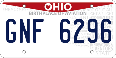 OH license plate GNF6296