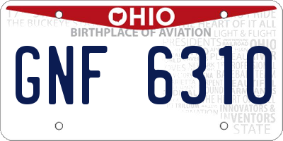 OH license plate GNF6310