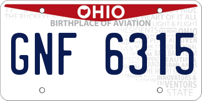 OH license plate GNF6315