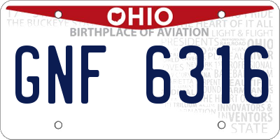 OH license plate GNF6316