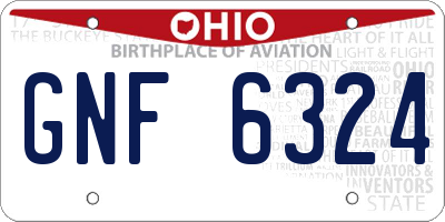 OH license plate GNF6324