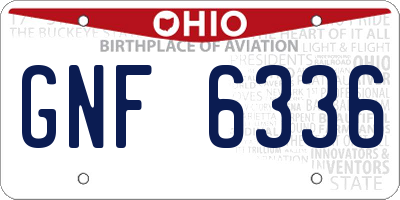 OH license plate GNF6336