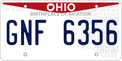 OH license plate GNF6356