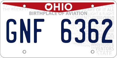 OH license plate GNF6362