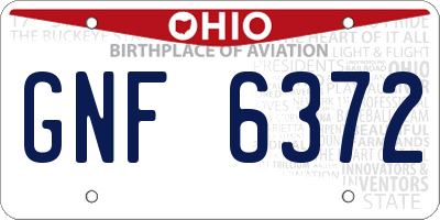 OH license plate GNF6372