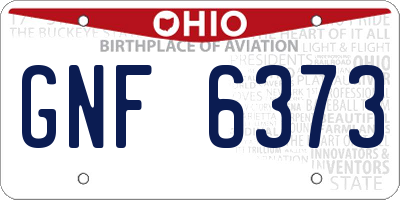 OH license plate GNF6373