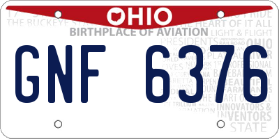 OH license plate GNF6376