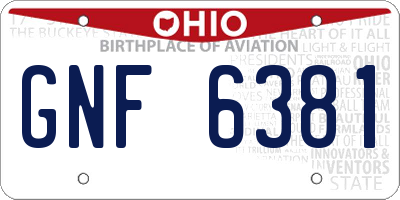 OH license plate GNF6381