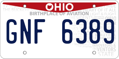 OH license plate GNF6389