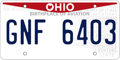 OH license plate GNF6403