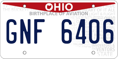 OH license plate GNF6406