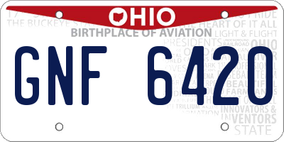 OH license plate GNF6420