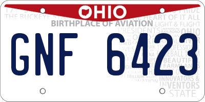 OH license plate GNF6423