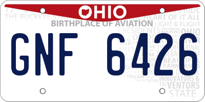 OH license plate GNF6426