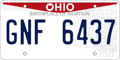 OH license plate GNF6437