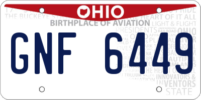 OH license plate GNF6449