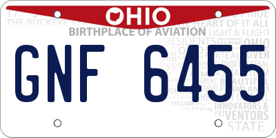 OH license plate GNF6455