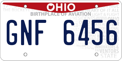 OH license plate GNF6456