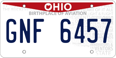 OH license plate GNF6457