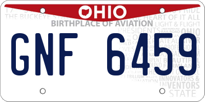 OH license plate GNF6459