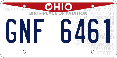 OH license plate GNF6461