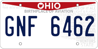 OH license plate GNF6462