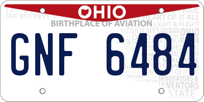 OH license plate GNF6484