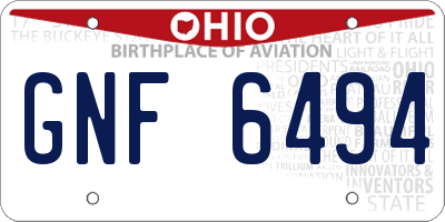 OH license plate GNF6494