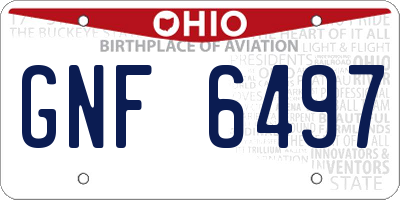 OH license plate GNF6497