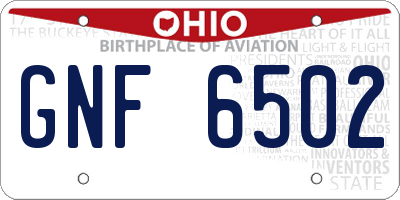 OH license plate GNF6502