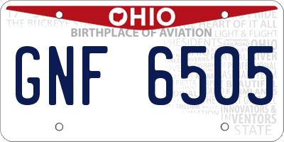 OH license plate GNF6505
