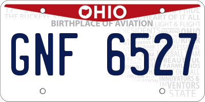 OH license plate GNF6527