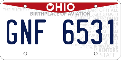 OH license plate GNF6531