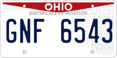 OH license plate GNF6543