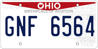 OH license plate GNF6564
