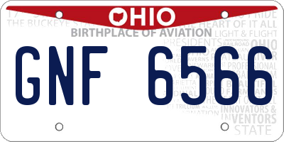 OH license plate GNF6566