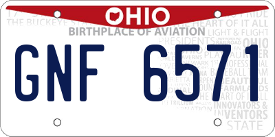 OH license plate GNF6571