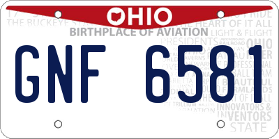 OH license plate GNF6581