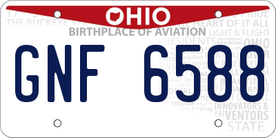 OH license plate GNF6588
