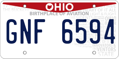 OH license plate GNF6594