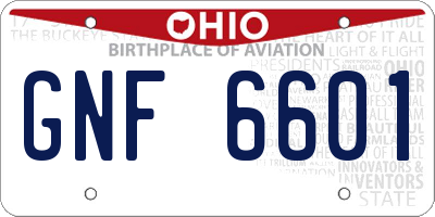 OH license plate GNF6601