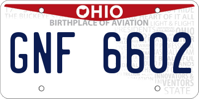 OH license plate GNF6602