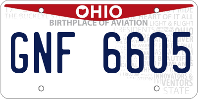 OH license plate GNF6605