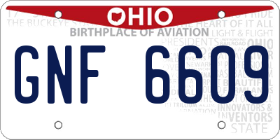 OH license plate GNF6609