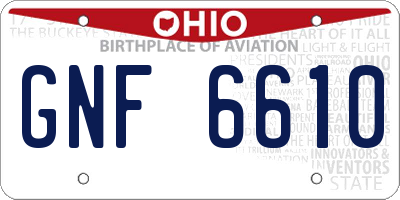 OH license plate GNF6610