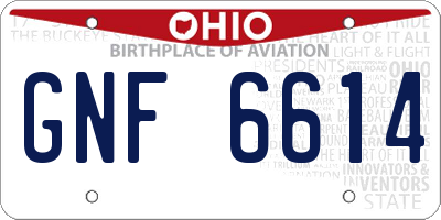 OH license plate GNF6614