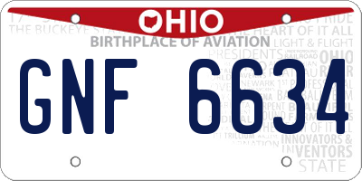 OH license plate GNF6634